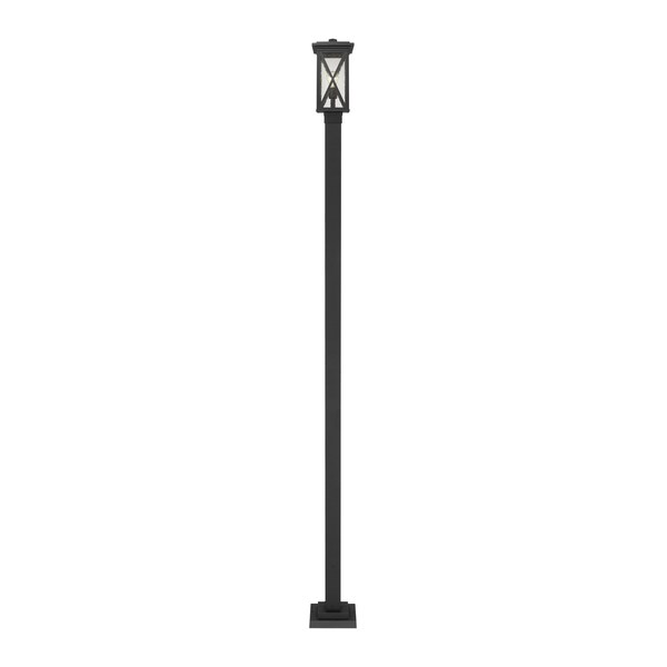 Brookside 1 Light Outdoor Post Mounted Fixture, Black And Clear Seedy